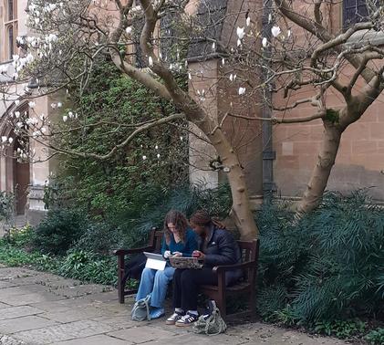two Sidcot students working in Oxford