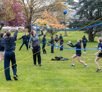 Students playing outside at Sidcot School