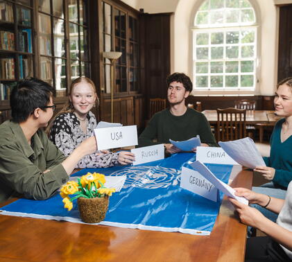 Sidcot School students during model united nations meeting