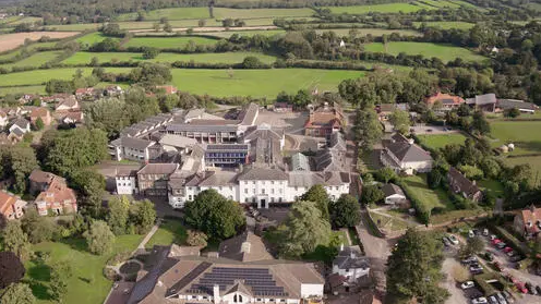 Aerial image of our leading private school in Somerset and the surrounding countryside.